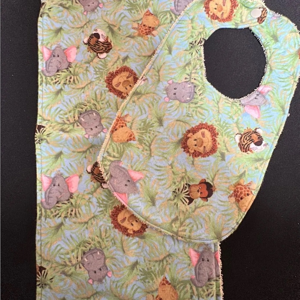 Animal Print Baby Bib and Burp Cloth Set